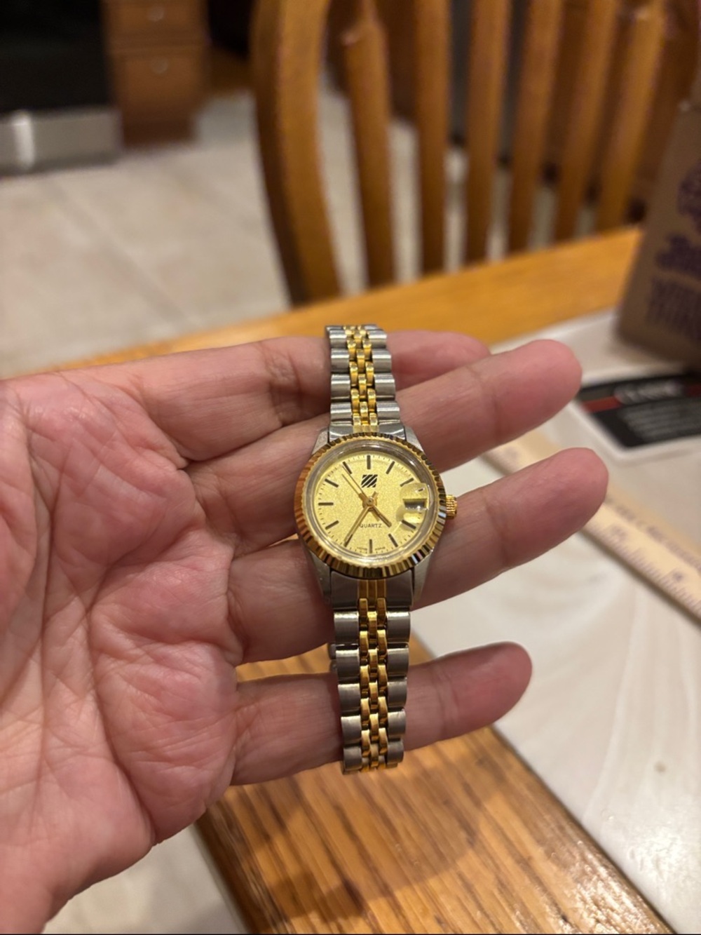 Two-Tone Gold & Silver Ladies Wristwatch with Manufacturer’s Hanover logo